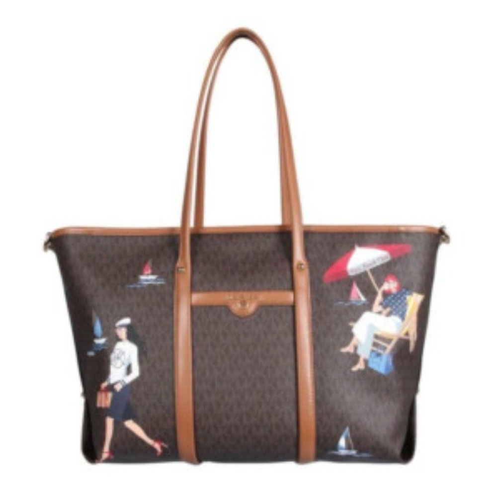 Michael Kors Limited Edition Jet Set Sailor Beach Girls Club Print tote
